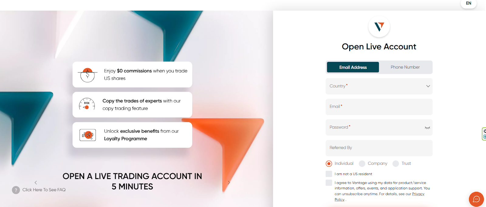 Vantage Open Account