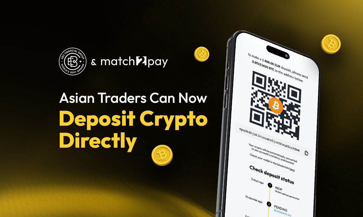 EBC Financial Group partners with Match2Pay to enable direct crypto deposits for asian traders