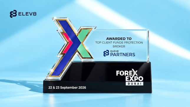Elev8 received 'Top Client Funds Protection Broker' at Forex Expo Dubai 2026