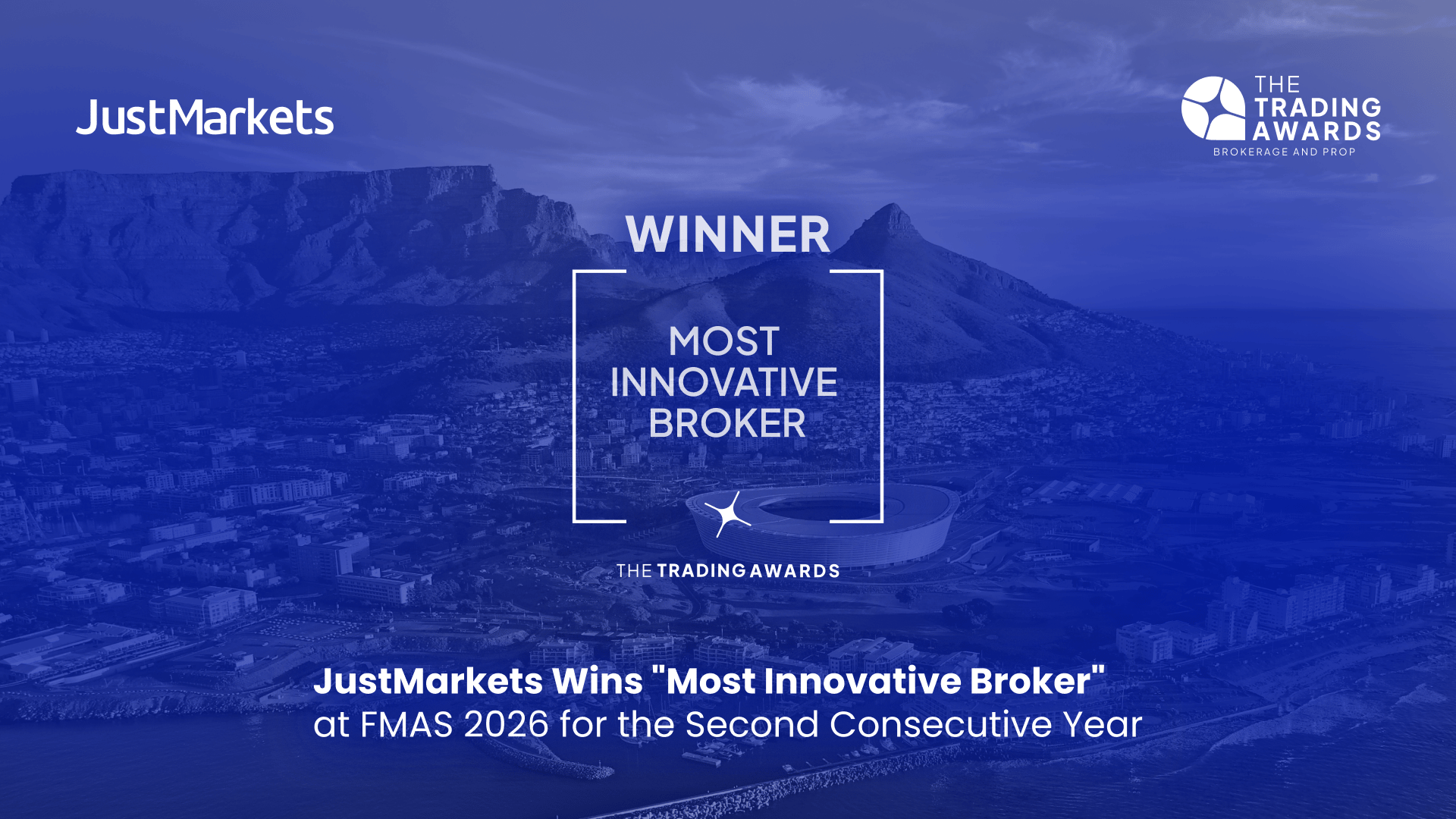 JustMarkets wins "Most Innovative Broker" at FMAS 2026 for the second consecutive year