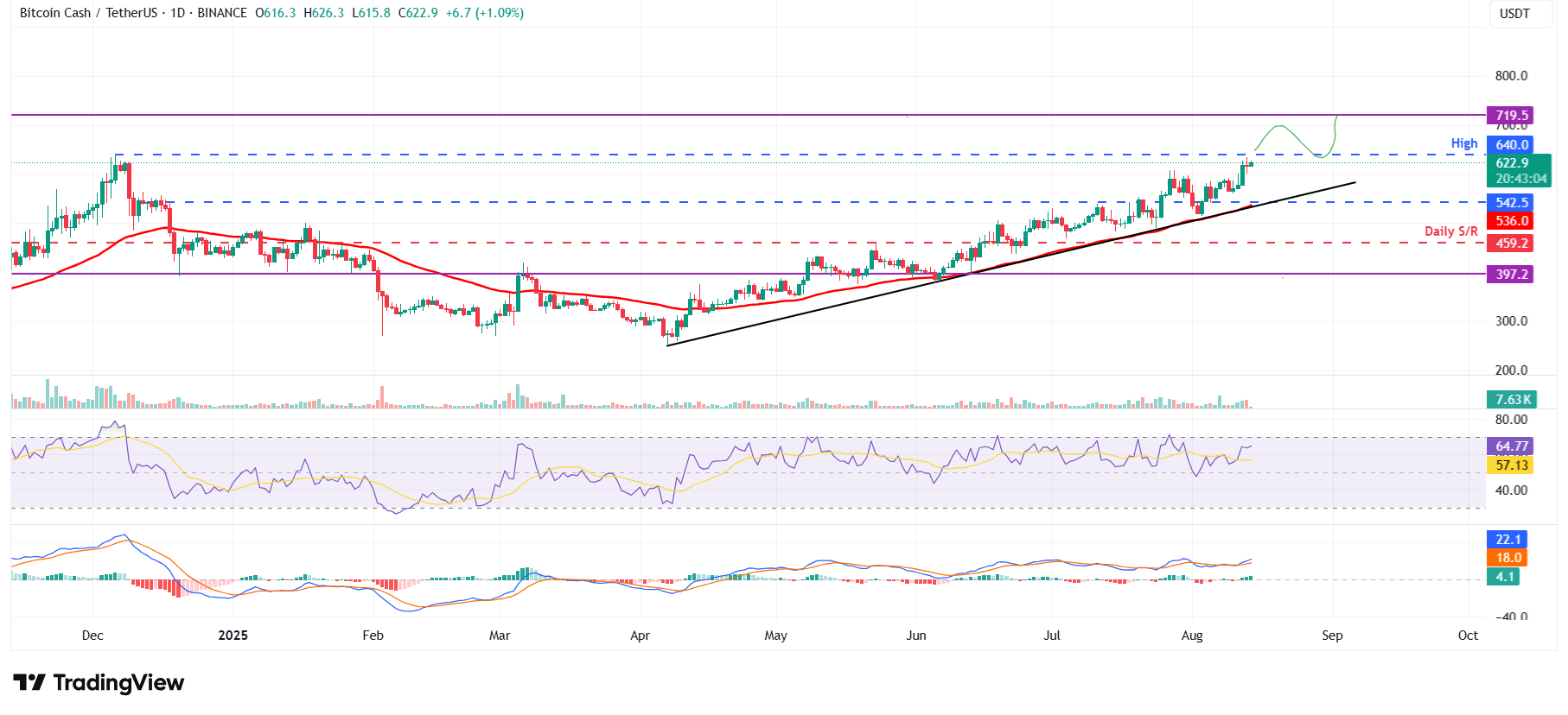 Дневной график BCH/USDT 