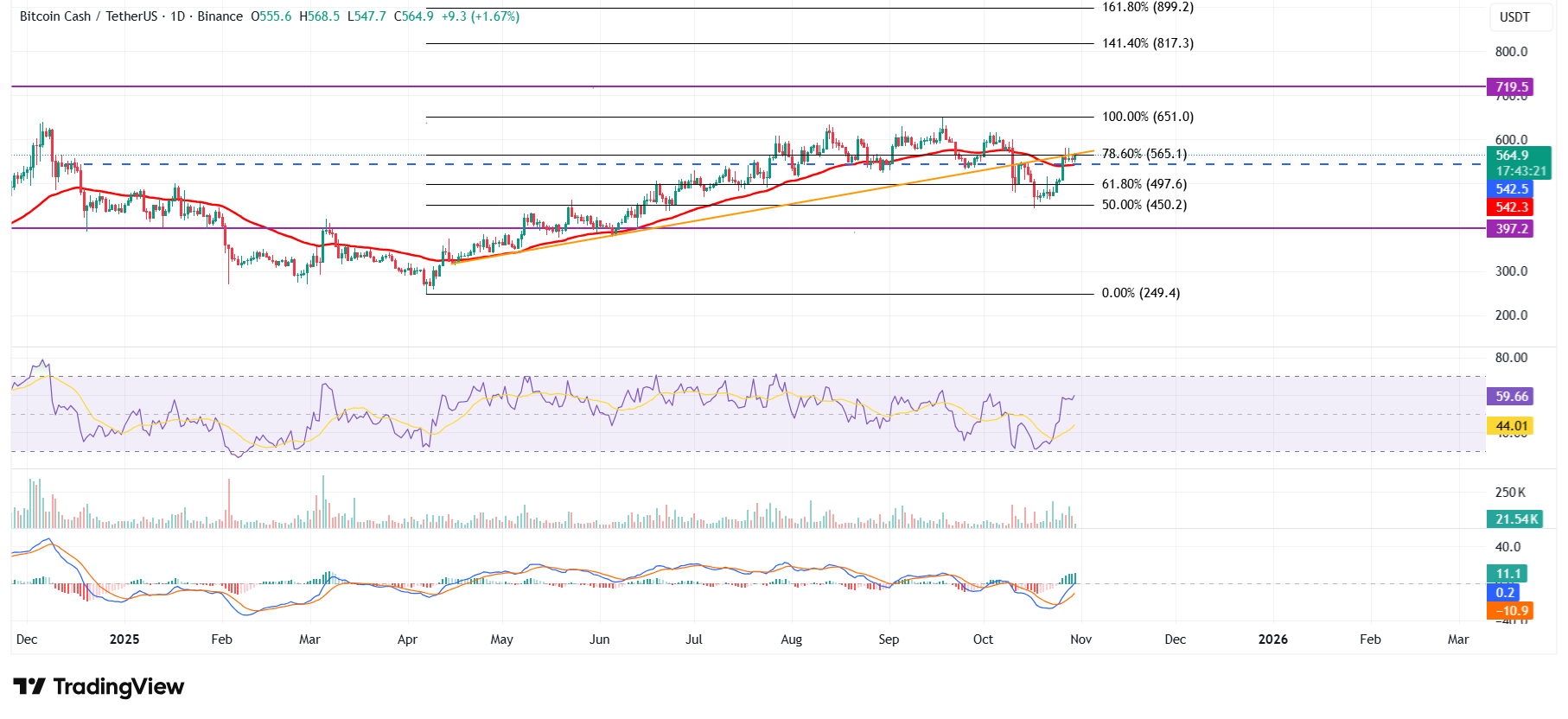 BCH/USDT daily chart 