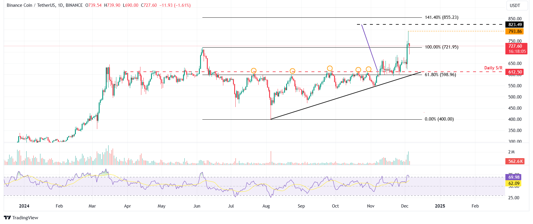 BNB/USDT daily chart