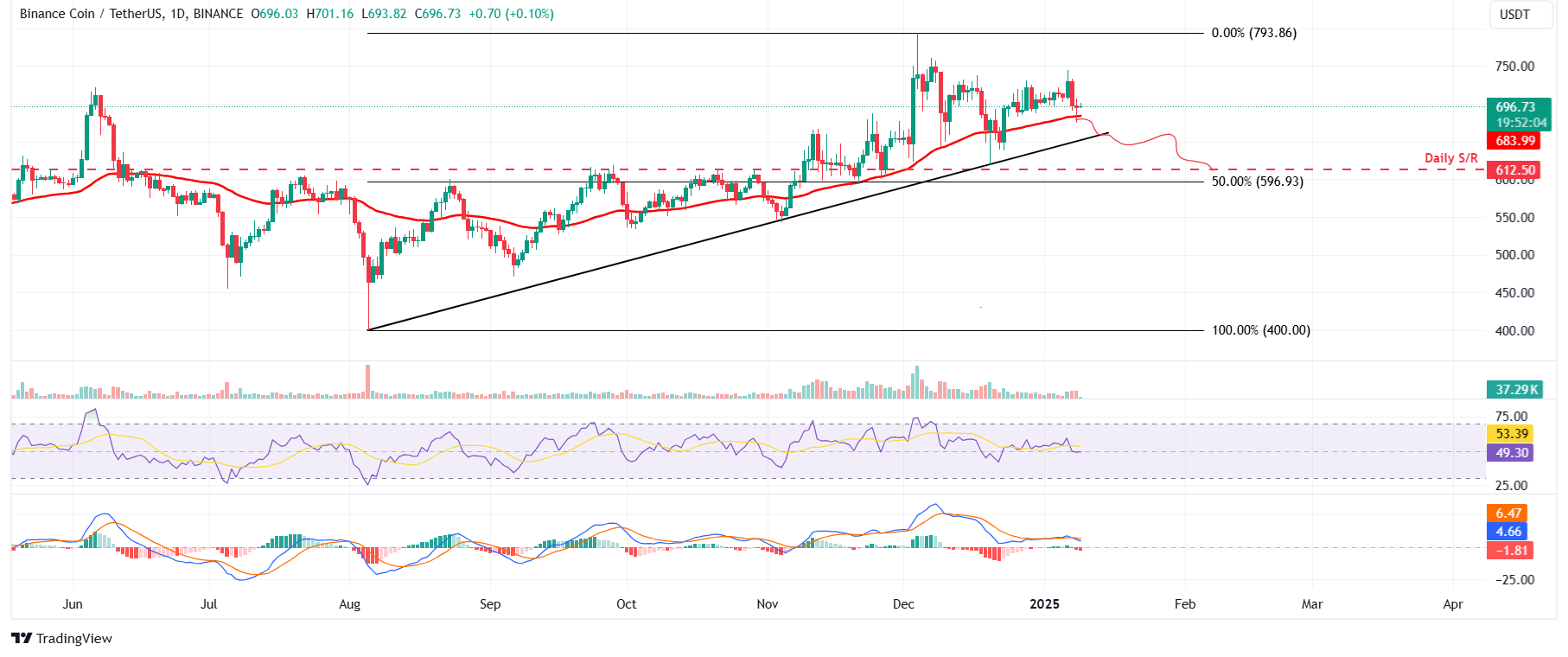 BNB/USDT daily chart 