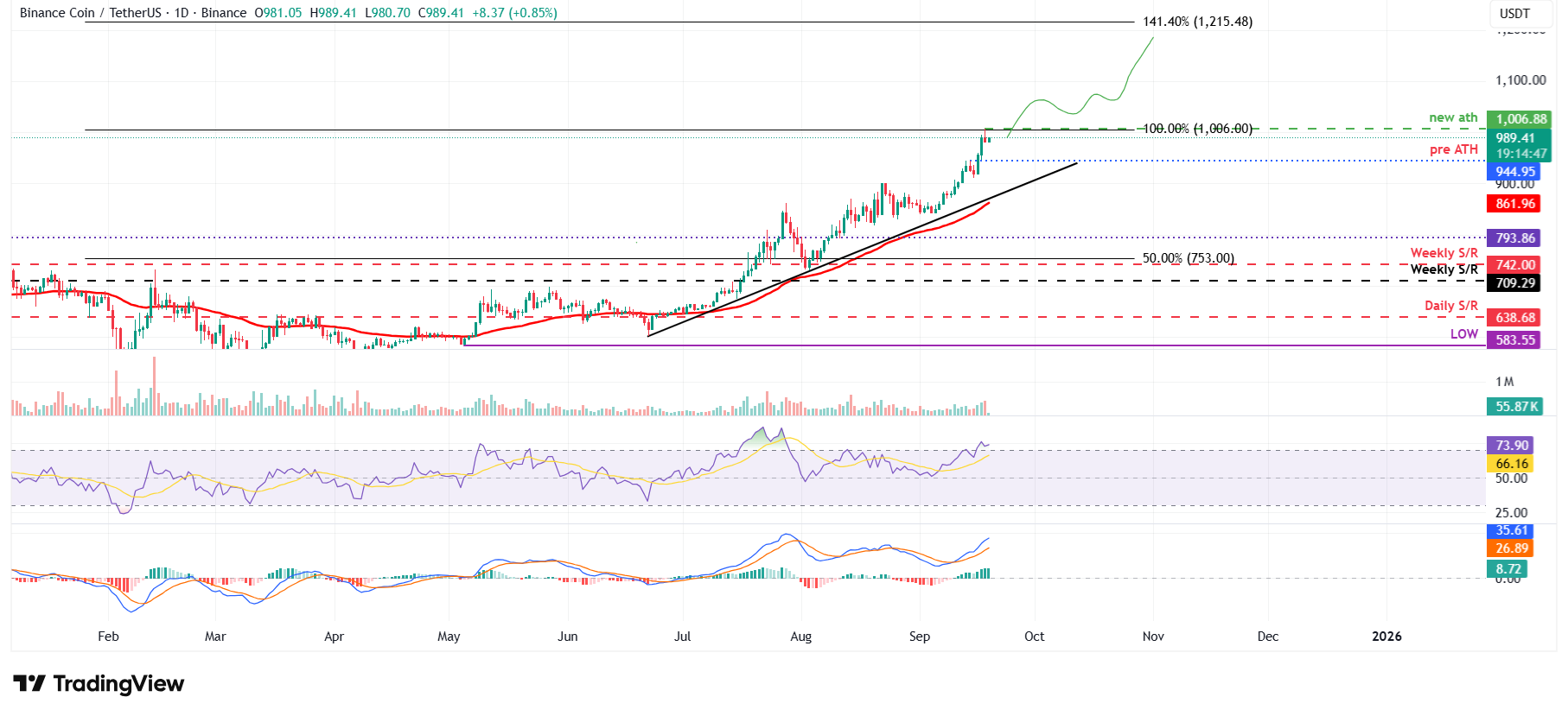 BNB/USDT daily chart