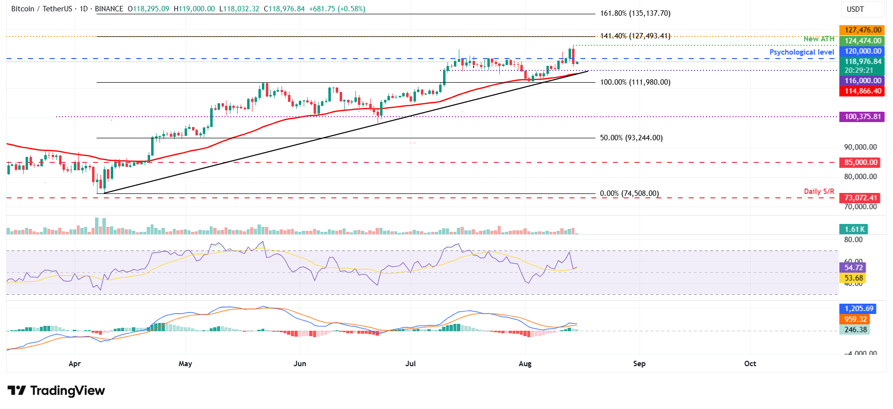 BTC/USDT daily chart 