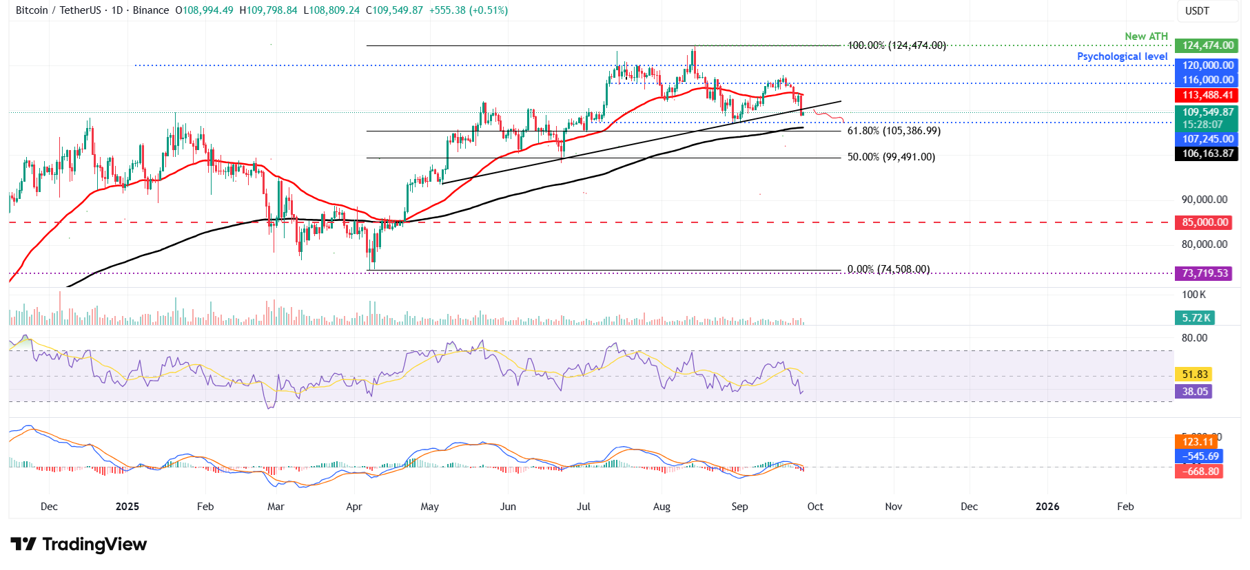 Gráfico diario BTC/USDT 