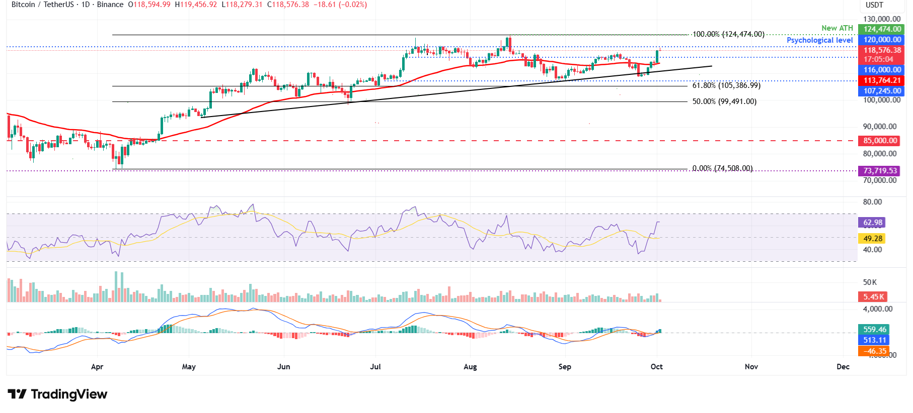 BTC/USDT daily chart 