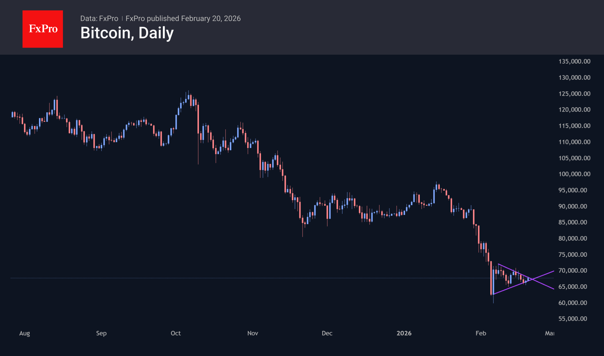 В Биткоине формируется медвежий вымпел