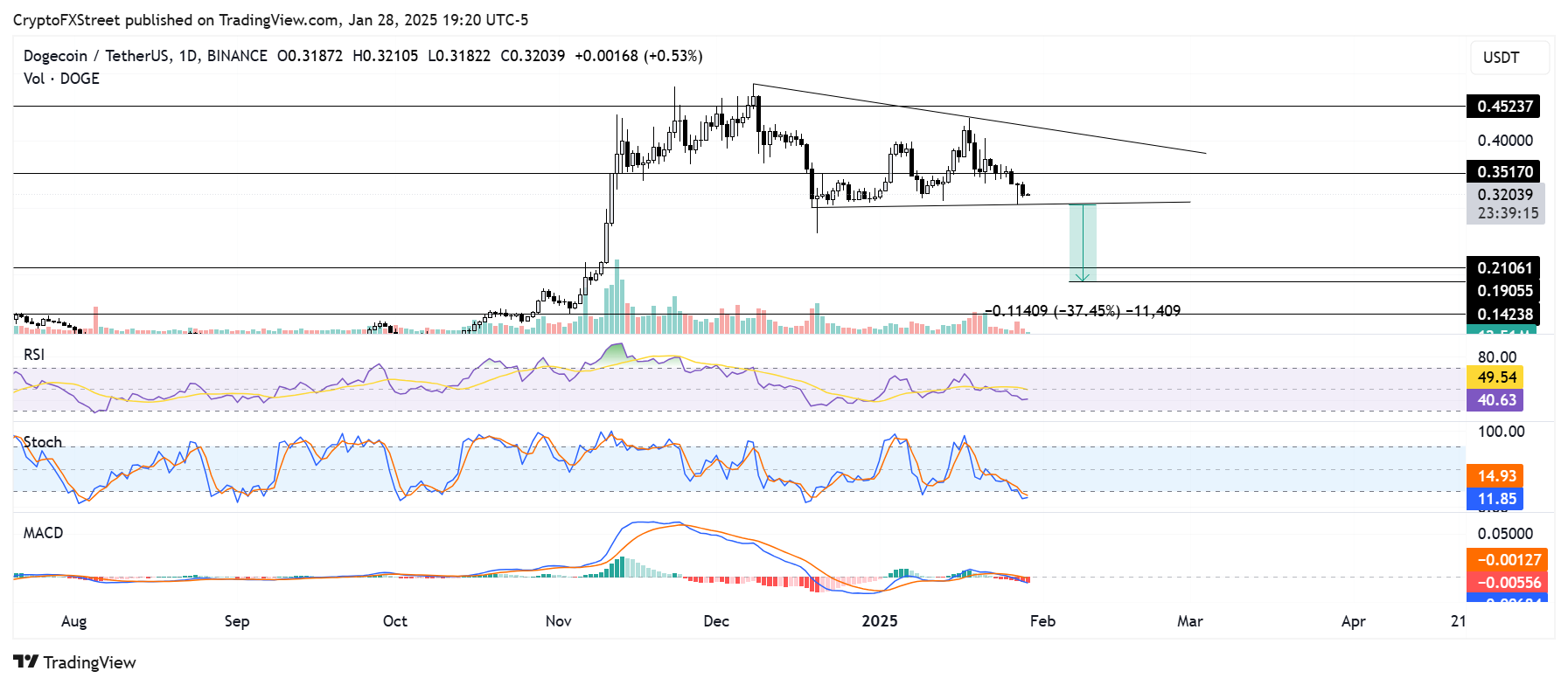 DOGE/USDT daily chart