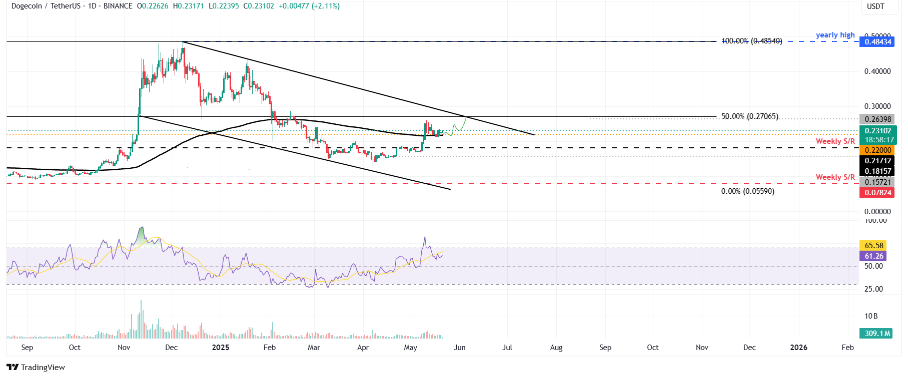 DOGE/USDT daily chart