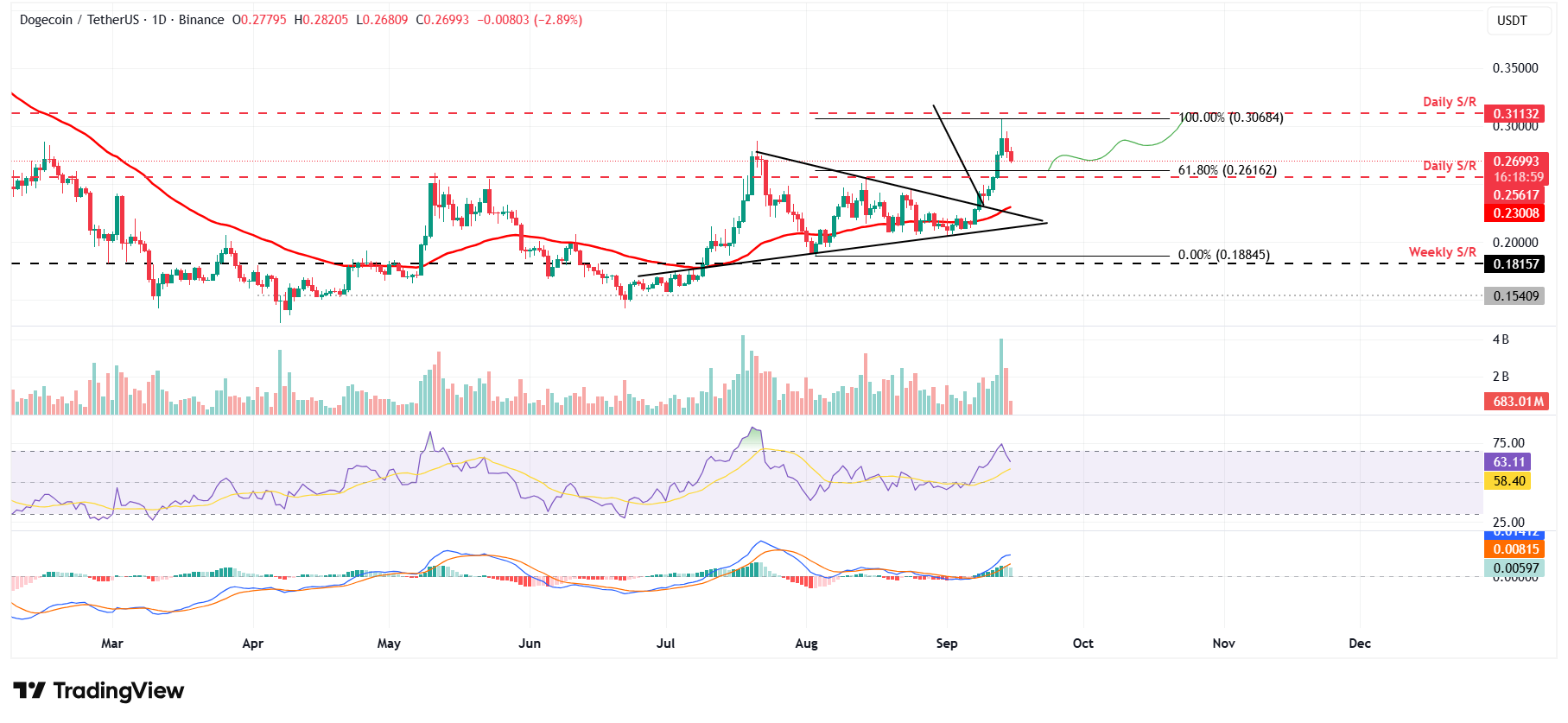 DOGE/USDT daily chart 