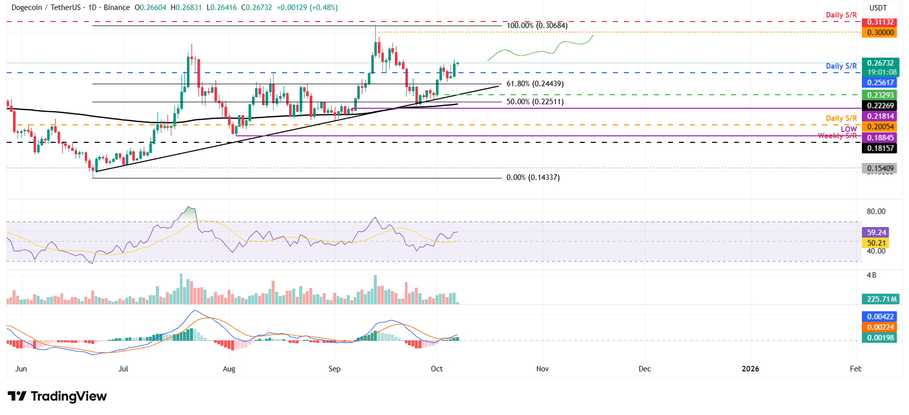 DOGE/USDT daily chart 
