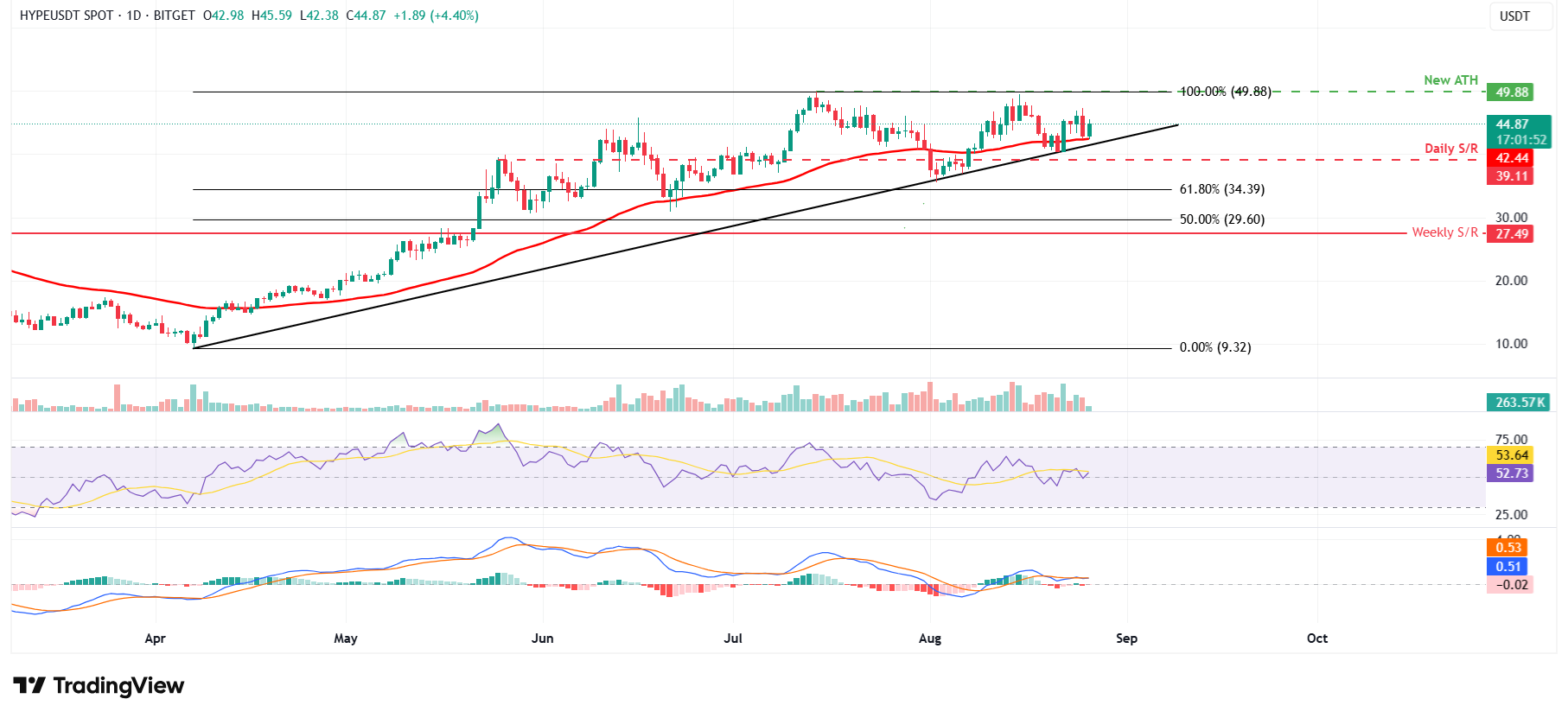 HYPE/USDT daily chart 