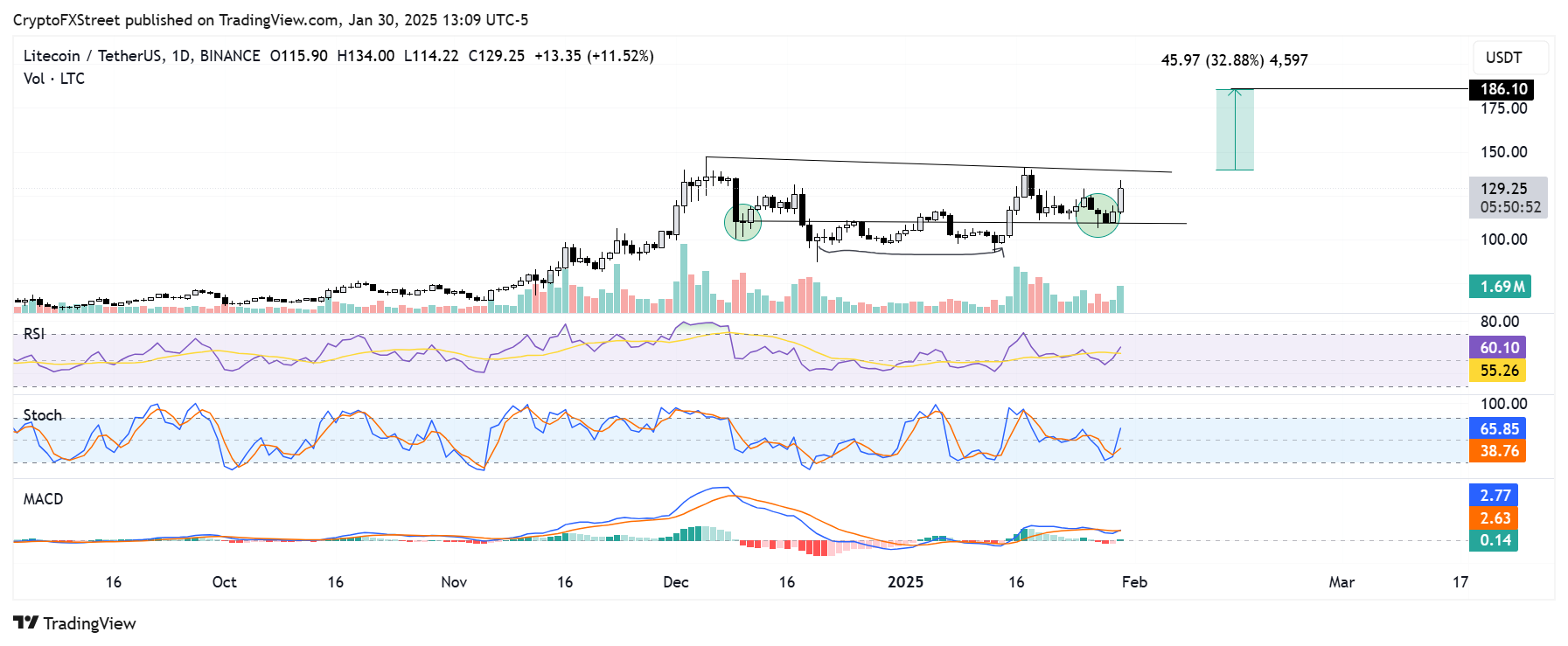 LTC/USDT daily chart