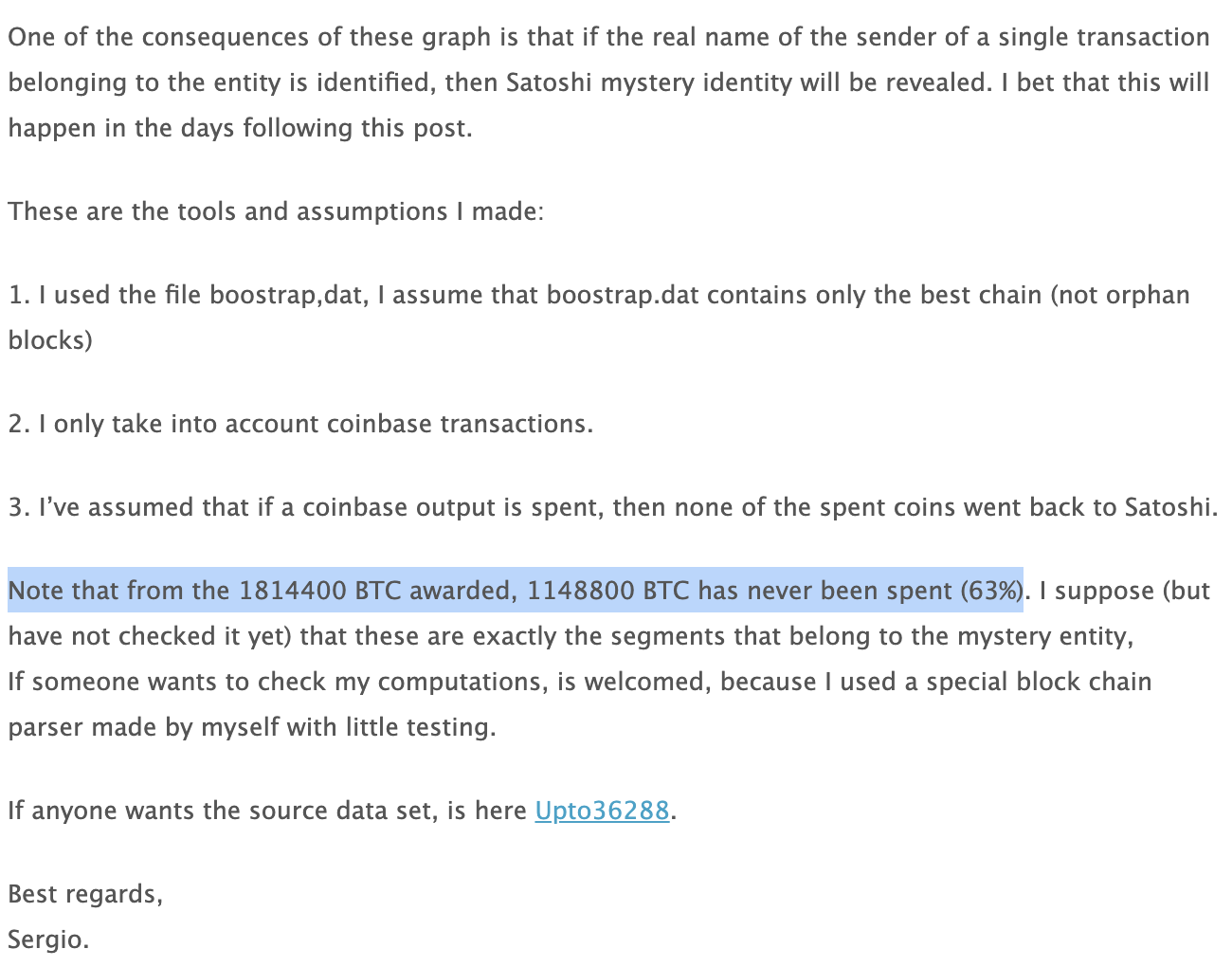 Research on Satoshi's holdings