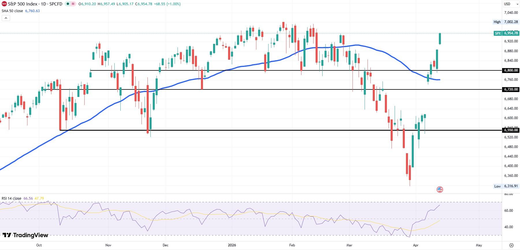 S&P 500 daily index chart