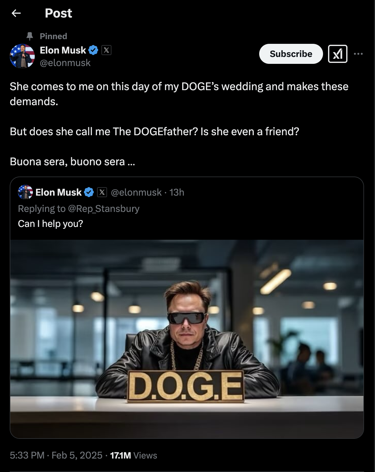 Elon Musk hints at using Dogecoin logo | Source: X.com