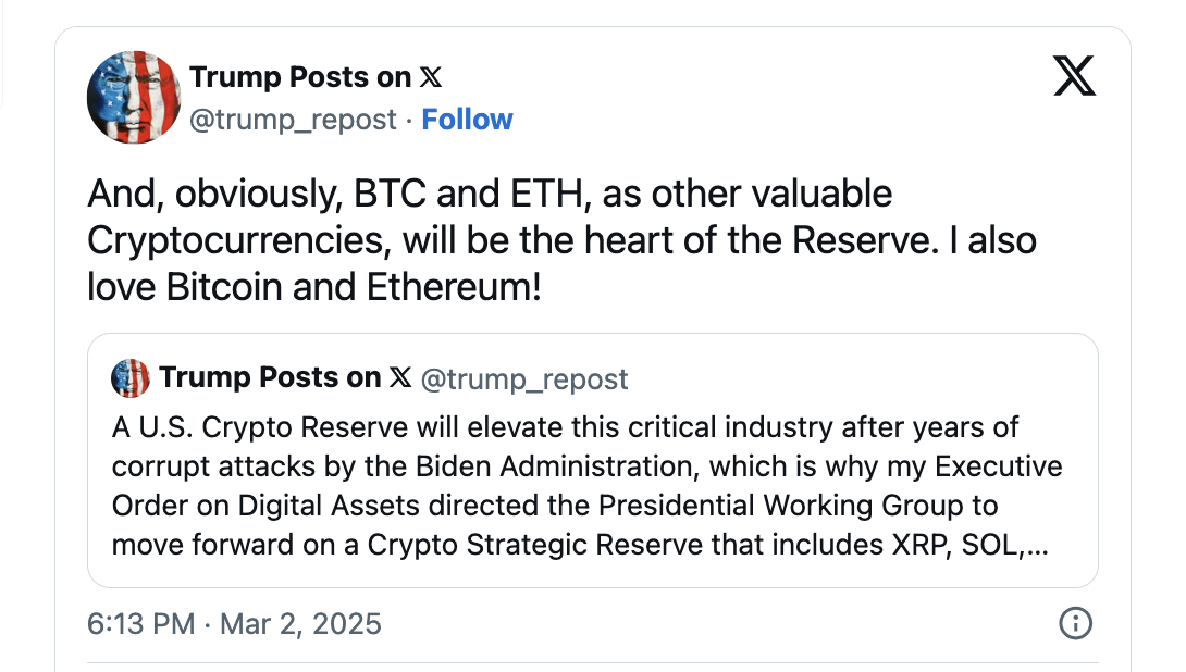 Trump Announces Crypto Strategic Reserve | March 2 