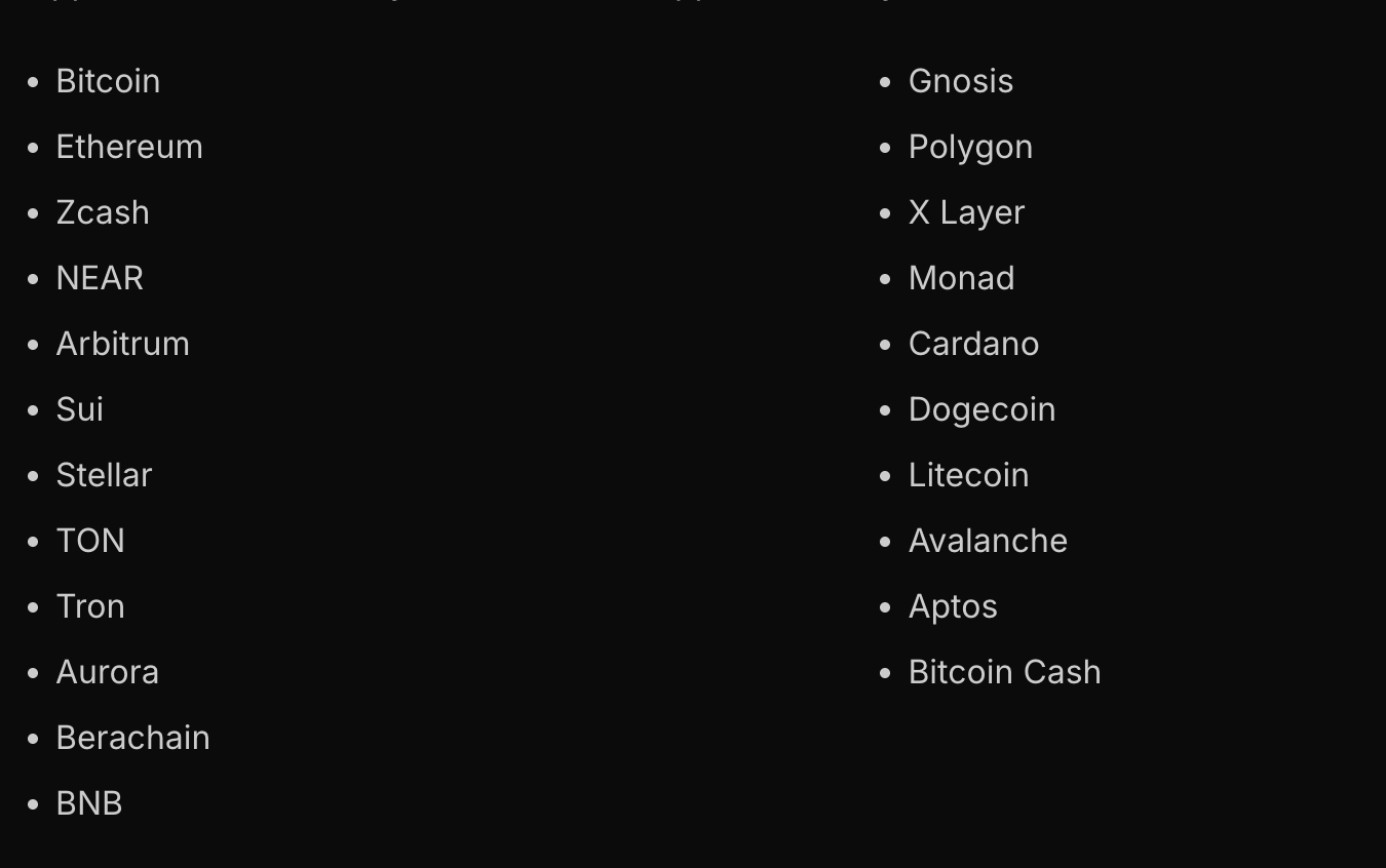 Blockchain yang didukung oleh Near Intents | Sumber: Near Protocol