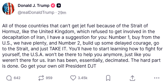 Donald Trump comments on Truth Social