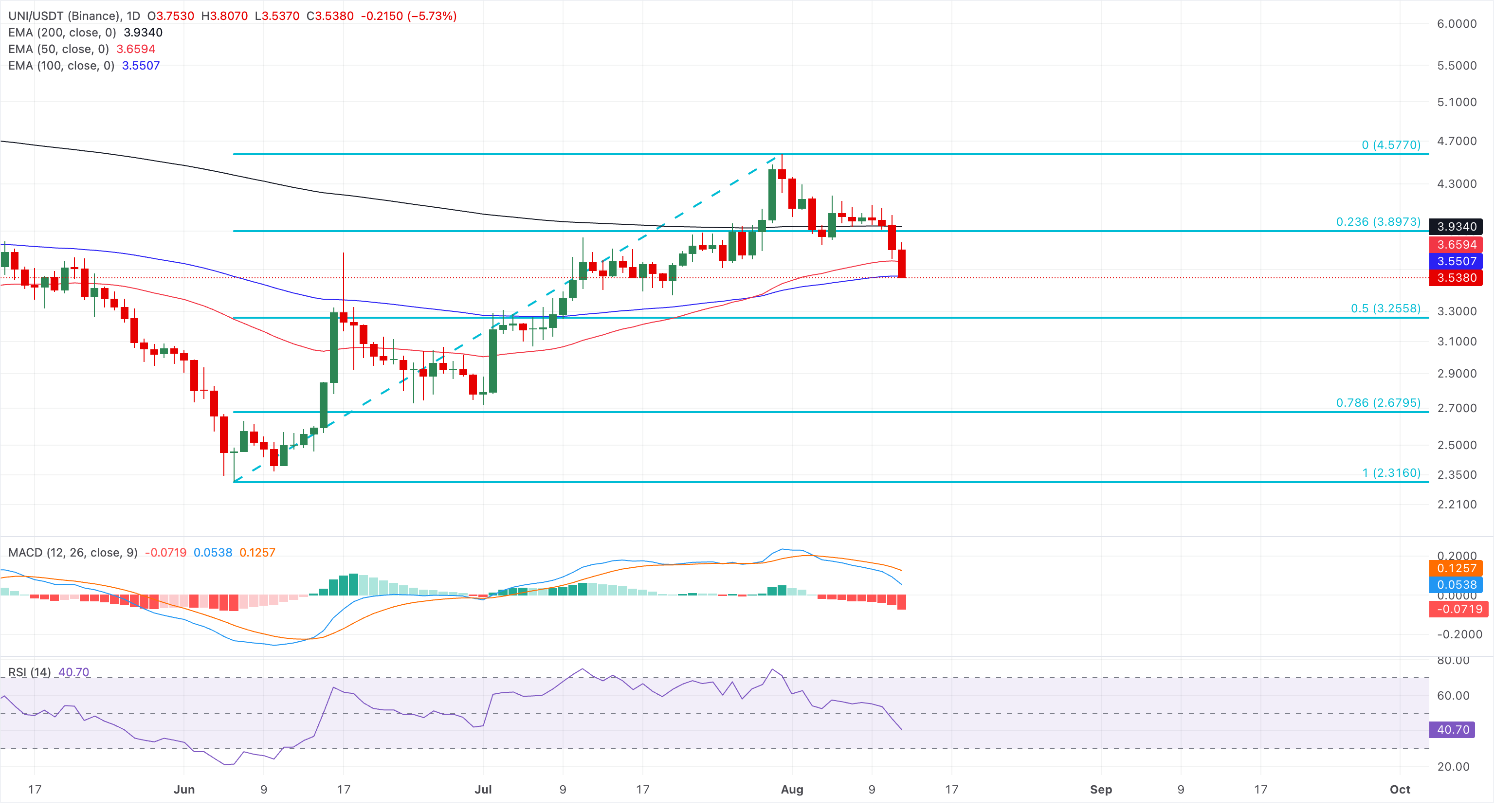 Chart Analysis UNI/USDT (Binance)