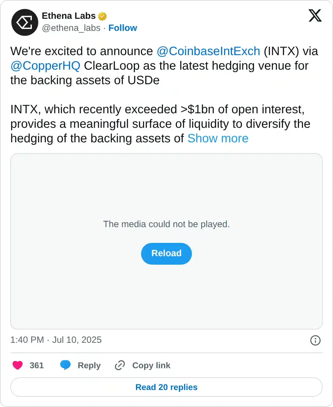 https://x.com/ethena_labs/status/1943304366326452472