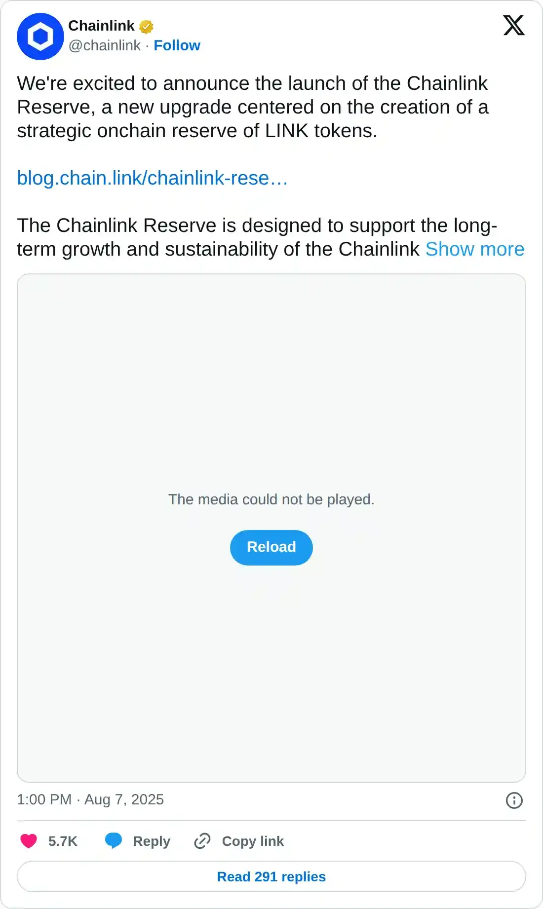 https://twitter.com/chainlink/status/1953441044617388514