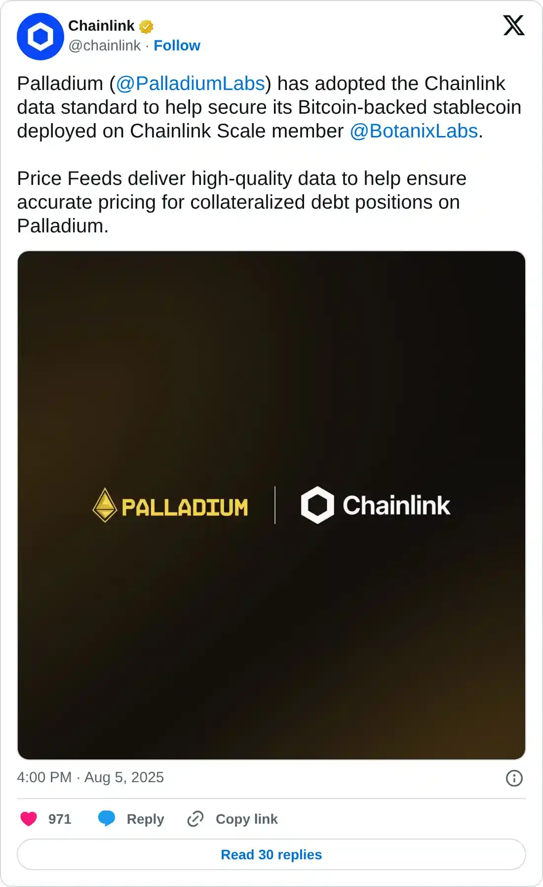 https://twitter.com/chainlink/status/1952761594733060100