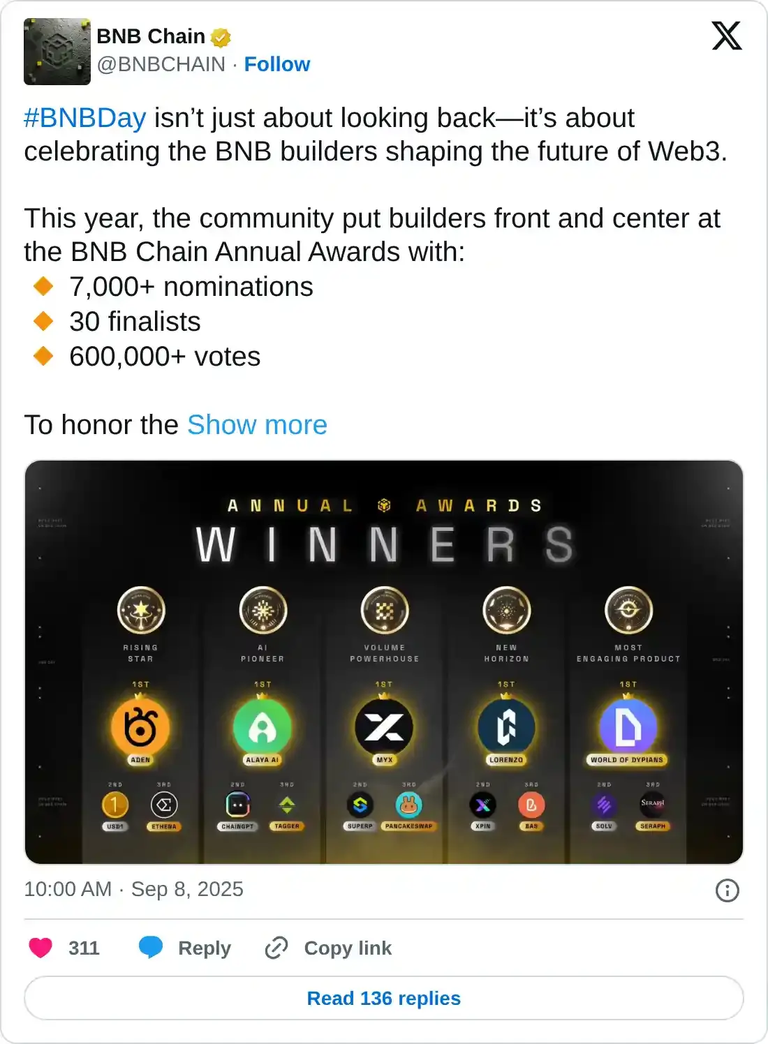 https://x.com/BNBCHAIN/status/1964992148505551104