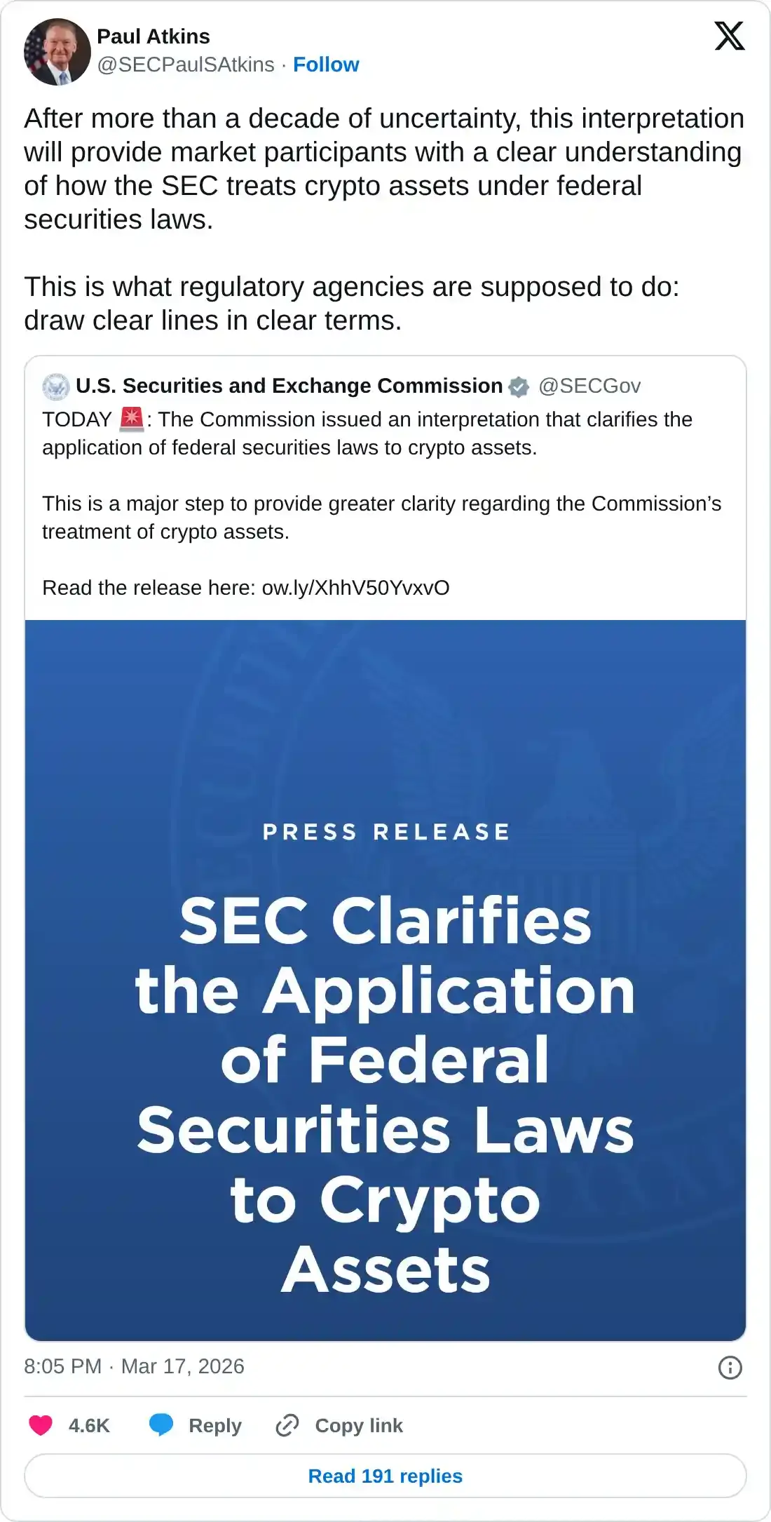 https://x.com/SECPaulSAtkins/status/2033998082090639528