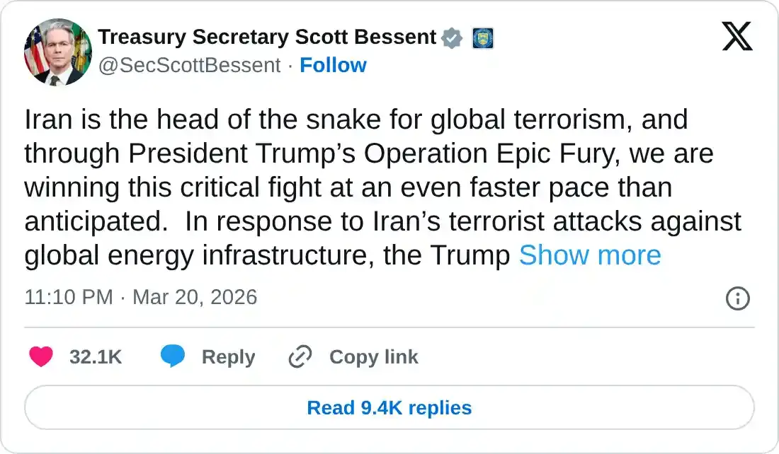 https://x.com/SecScottBessent/status/2035131840604881359