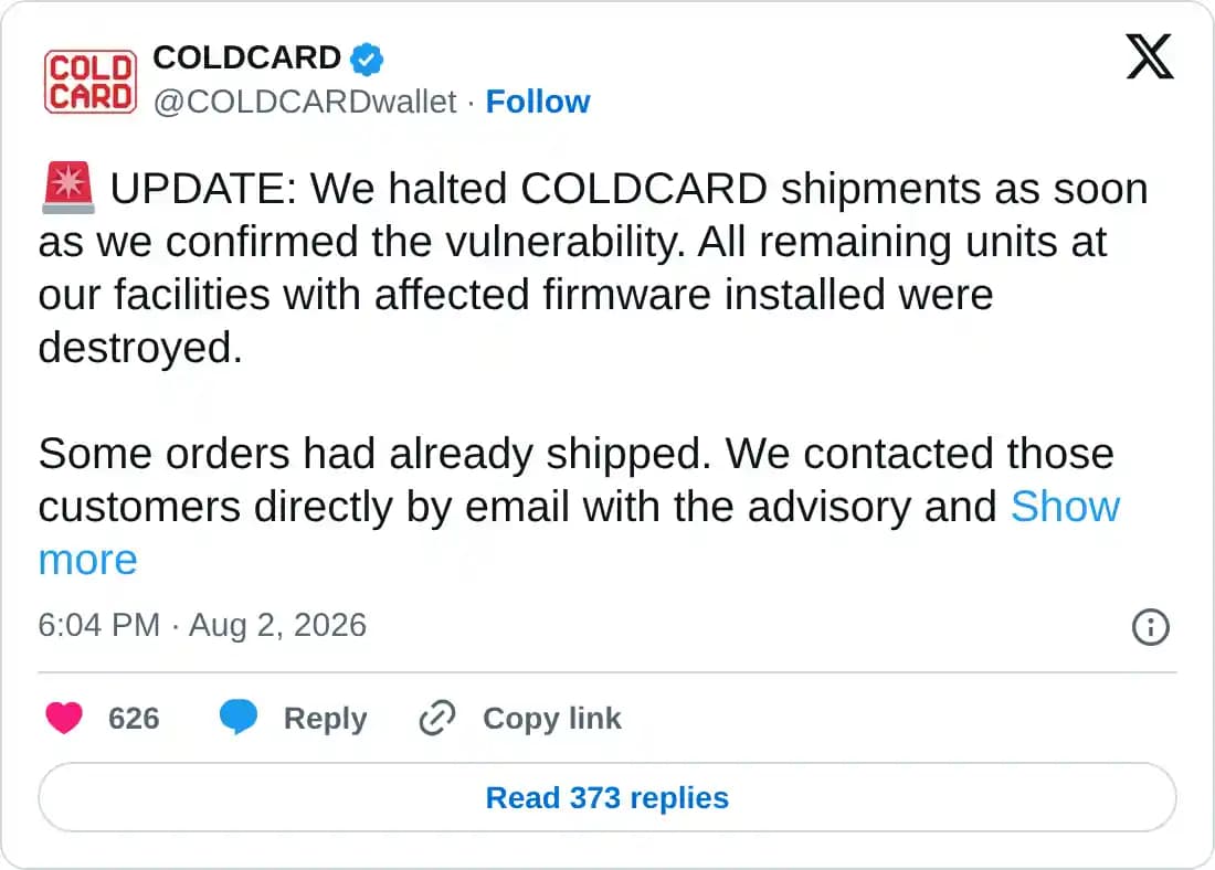 https://x.com/COLDCARDwallet/status/2083977229084578060