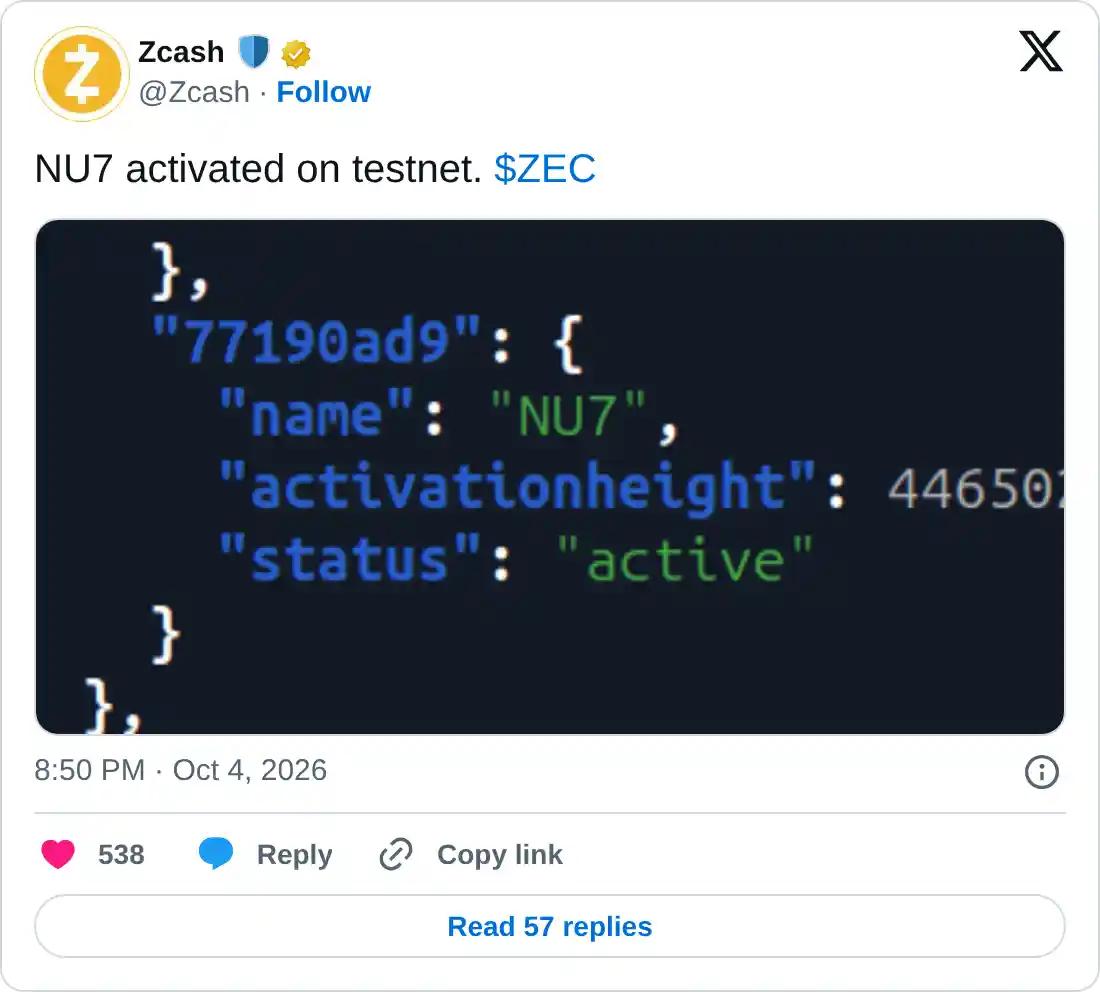 https://x.com/Zcash/status/2106849419350204906